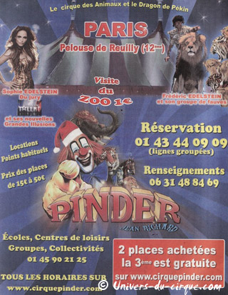 Paris: campagne publicitaire du Cirque Pinder dans la presse