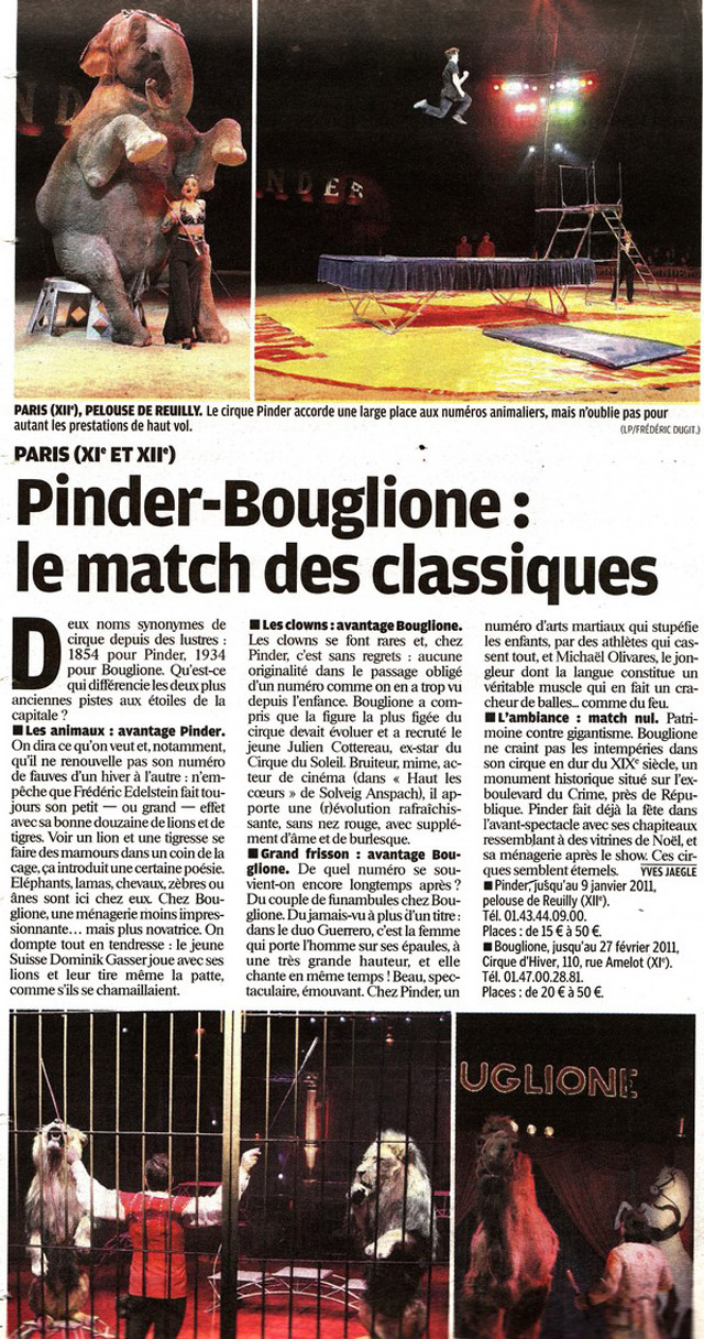 Paris: les spectacles de Nol Bouglione et Pinder vus par 
