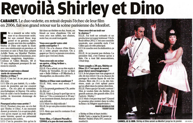 Paris: la presse salue le retour sur scène de Shirley et Dino