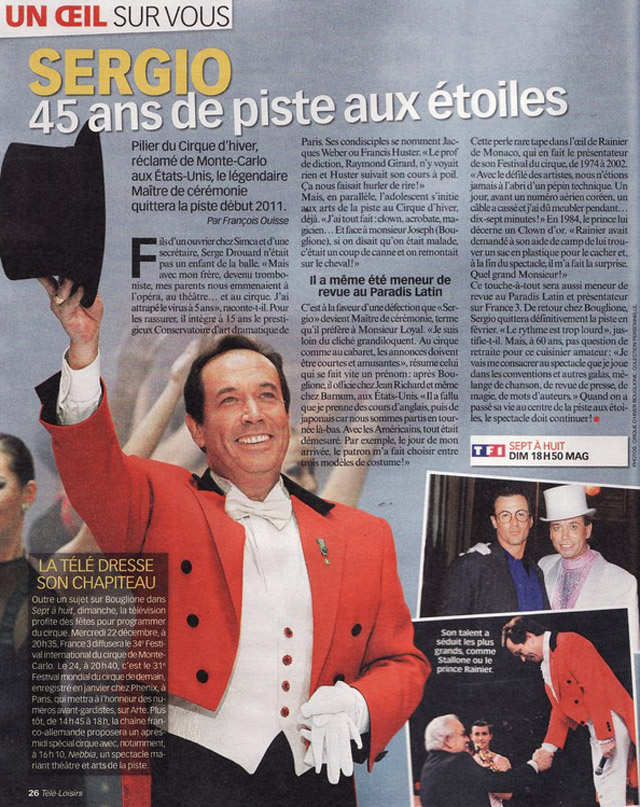 Revue de presse: Sergio à l'honneur dans le magazine Télé-Loisirs
