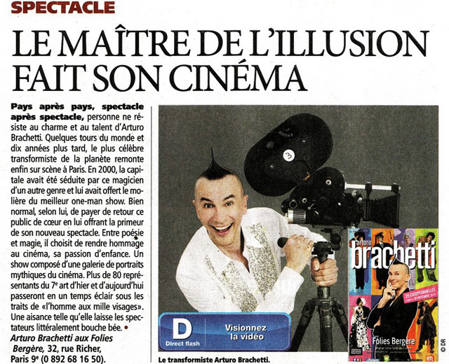 Paris: le retour d'Arturo Brachetti aux Folies Bergère évoqué dans le quotidien Direct Matin