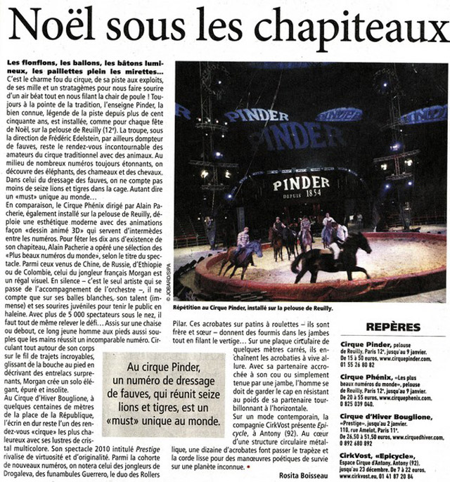 Paris: Nol sous les chapiteaux dans Direct Matin