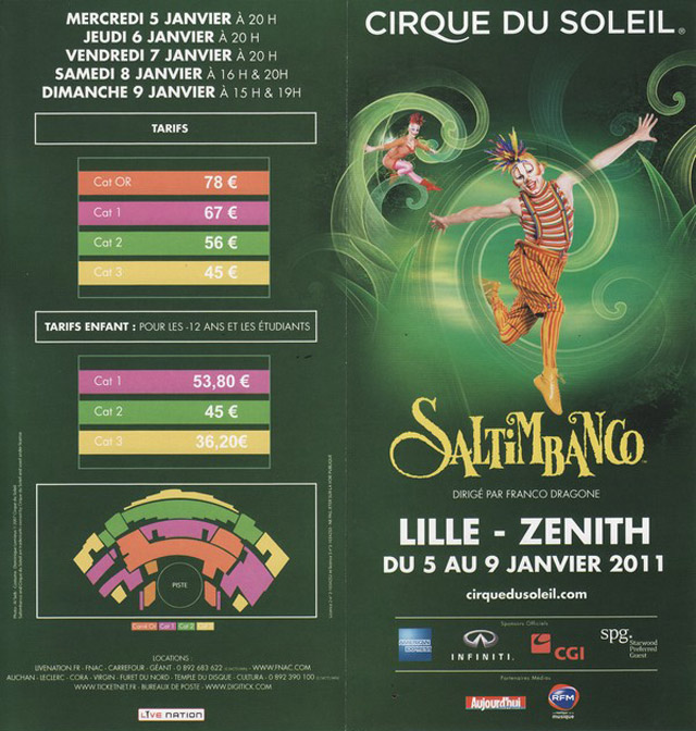 Nord: le dépliant publicitaire du Cirque du Soleil à Lille