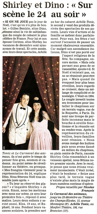 Paris: Shirley et Dino dans Le Journal du Dimanche