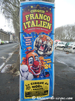 Maine-et-Loire: le Cirque Franco-Italien à Angers jusqu'au 02 janvier 2011