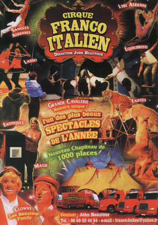 Maine-et-Loire: le flyer publicitaire 2010-2011 du Cirque Franco-Italien à Angers