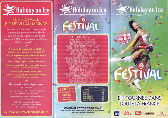 Le dépliant publicitaire 2011 de la nouvelle tournée en France de la troupe Holiday On Ice