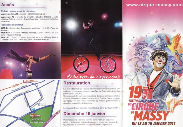 Essonne: les dépliants publicitaires du 19 Festival International du Cirque de Massy