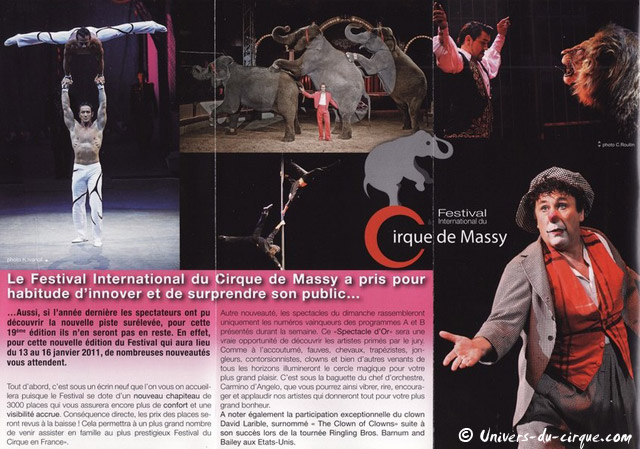 Essonne: les dépliants publicitaires du 19 Festival International du Cirque de Massy