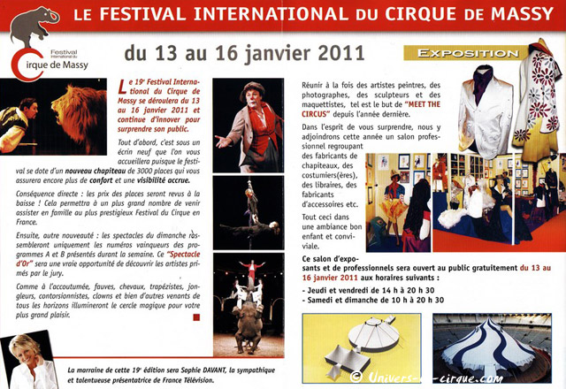 Essonne: les dépliants publicitaires du 19 Festival International du Cirque de Massy