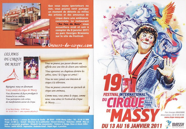 Essonne: les dépliants publicitaires du 19 Festival International du Cirque de Massy