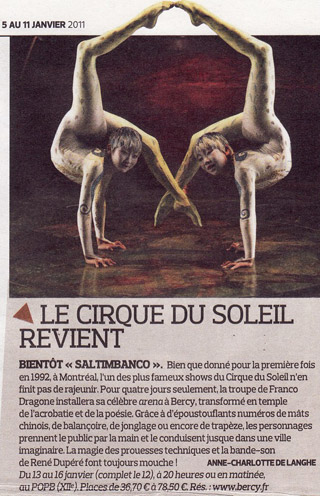 Paris: le Cirque du Soleil dans le Figaroscope