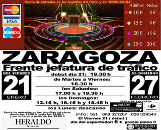 Espagne: le Cirque Raluy à à Saragosse du 21 janvier au 27 février 2011