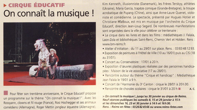 Marne: le Cirque Educatif dans VRI, le mensuel de la Ville de Reims