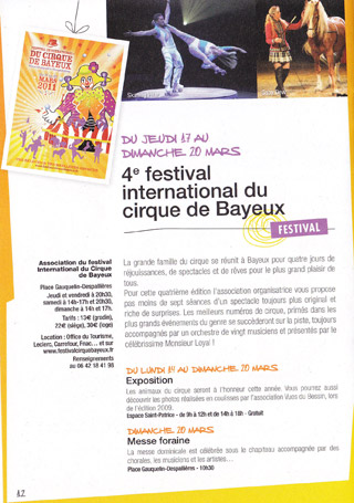 Calvados: le 4 Festival International du Cirque de Bayeux à l'honneur dans le magazine Sorties Plurielles