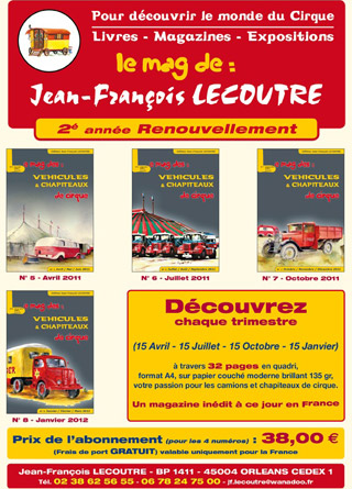Presse: renouvellement de l'abonnement au Mag des Véhicules et Chapiteaux de Cirque