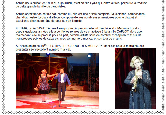 Yvelines: Lydia Zavatta Marraine du 10 Festival du Cirque des Mureaux