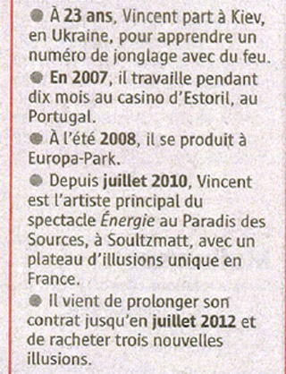 Haut-Rhin: l'illusionniste Vincent Vignaud à la une du journal l'Alsace