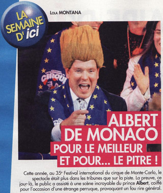 Monaco: image princière insolite lors du 35 Festival International du Cirque de Monte-Carlo