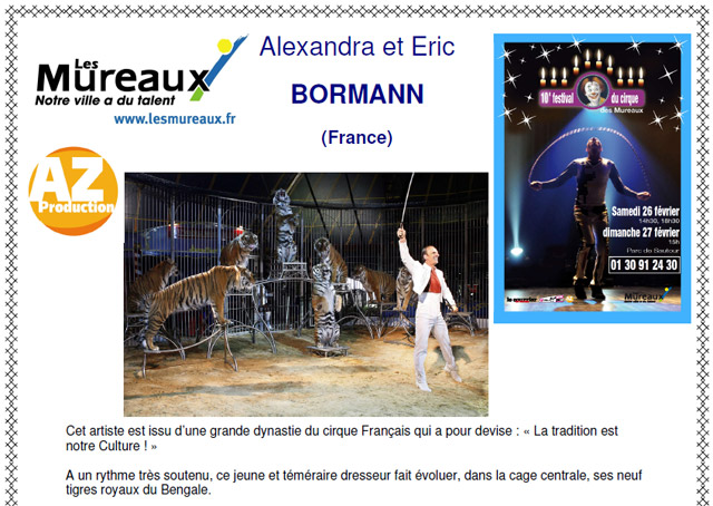 Yvelines: Alexandra et Eric Bormann au programme du 10 Festival du Cirque des Mureaux
