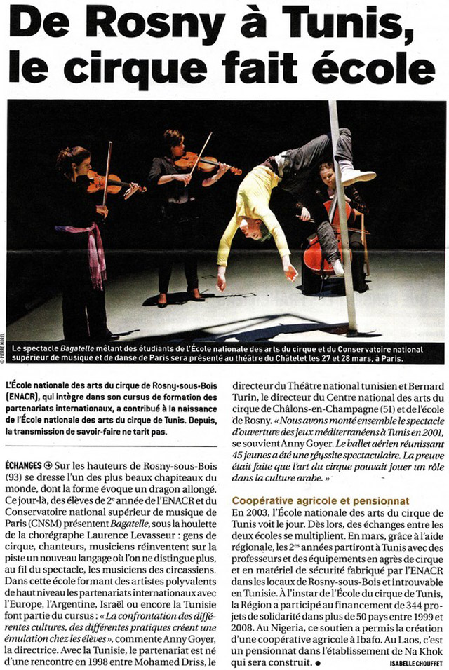Seine-Saint-Denis: l'Ecole Nationale des Arts du Cirque de Rosny-sous-Bois dans le mensuel du Conseil régional d'Ile-de-France