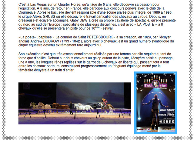 Yvelines: Gaby Dew au programme du 10 Festival du Cirque des Mureaux