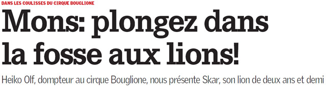 Belgique: le Cirque Firmin Bouglione à l'honneur dans le journal La Province