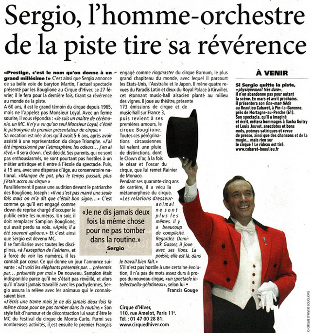 Paris: Sergio à l'honneur dans le quotidien Direct Matin