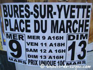 Essonne: cirque à Bures-sur-Yvette du 09 au 13 mars 2011