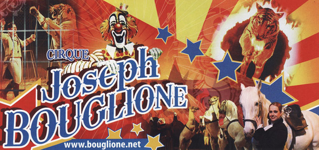 Ile-de-France: le flyer publicitaire 2011 du Cirque Joseph Bouglione aux Ulis et à Plaisir