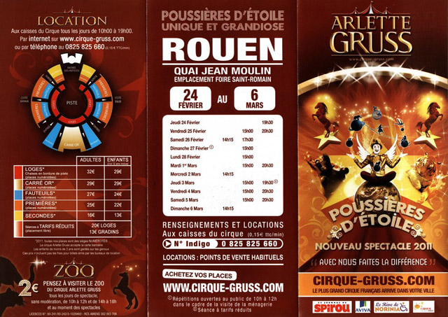 Seine-Maritime: le dépliant publicitaire du Cirque Arlette Gruss à Rouen