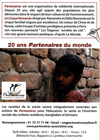 Paris: soirée caritative au Cirque Romanès le 01er avril 2011