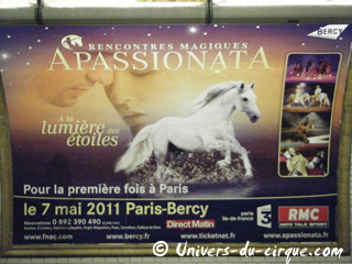 Paris: campagne publicitaire d'Apassionata pour son nouveau spectacle équestre au Palais Omnisports de Bercy le 07 mai 2011