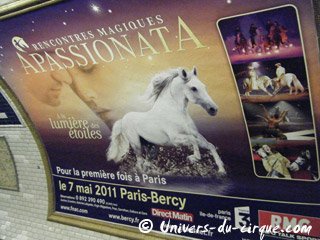 Paris: campagne publicitaire d'Apassionata pour son nouveau spectacle équestre au Palais Omnisports de Bercy le 07 mai 2011