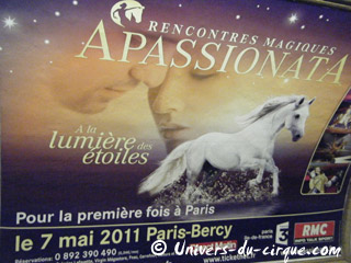 Paris: campagne publicitaire d'Apassionata pour son nouveau spectacle équestre au Palais Omnisports de Bercy le 07 mai 2011