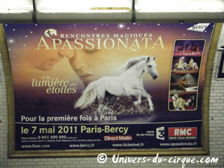 Paris: campagne publicitaire d'Apassionata pour son nouveau spectacle équestre au Palais Omnisports de Bercy le 07 mai 2011