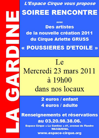 Nord: soirée rencontre avec les artistes du Cirque Arlette Gruss à l'Espace Cirque La Gardine à Wasquehal