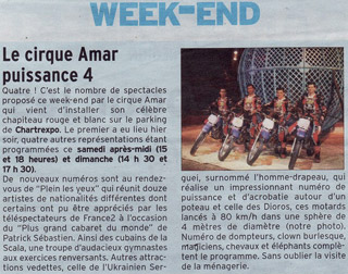 Eure-et-Loir: le Cirque Amar dans l'Echo Républicain