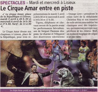 Calvados: le Cirque Amar à l'honneur dans le journal 