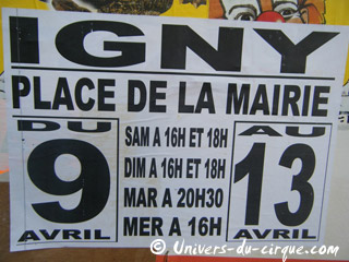Essonne: le Cirque à l'Ancienne à Igny du 09 au 13 avril 2011