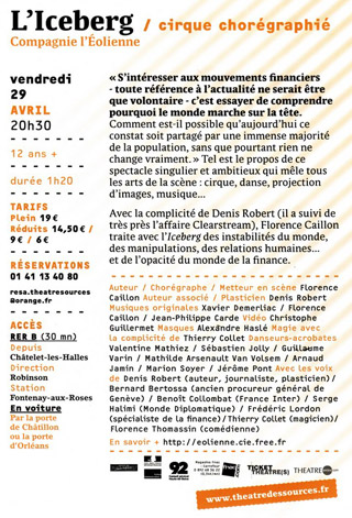 Hauts-de-Seine: cirque chorégraphié avec la Compagnie l'Eolienne à Fontenay-aux-Roses le 29 avril 2011