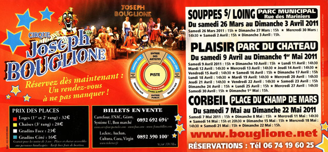 Ile-de-France: le nouveau flyer publicitaire du Cirque Joseph Bouglione