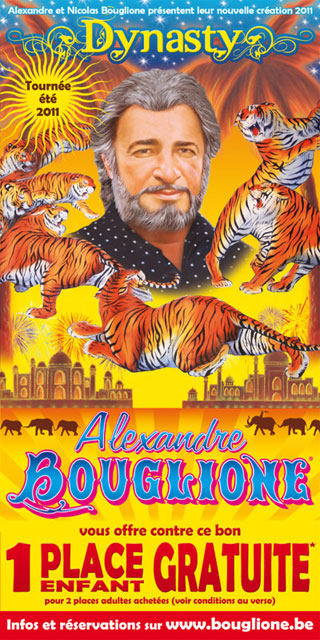 Belgique: le flyer de la tournée d'été 2011 du Cirque Alexandre Bouglione