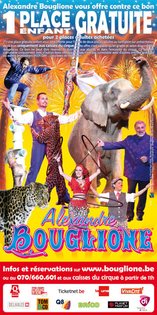 Belgique: le flyer de la tournée d'été 2011 du Cirque Alexandre Bouglione