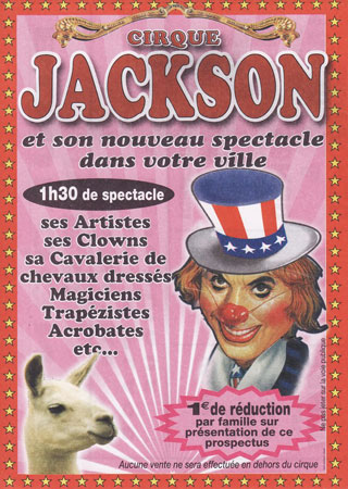Le flyer 2011 du Cirque Jackson de la famille Dubois