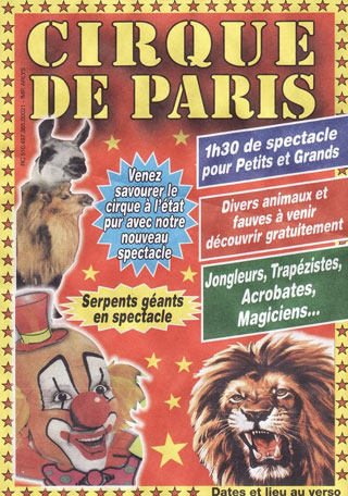 Le flyer de la tournée d'été 2011 du Cirque de Paris
