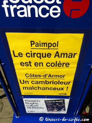 Côtes-d'Armor: le Cirque Amar a fait entendre sa voix auprès de la municipalité de Paimpol