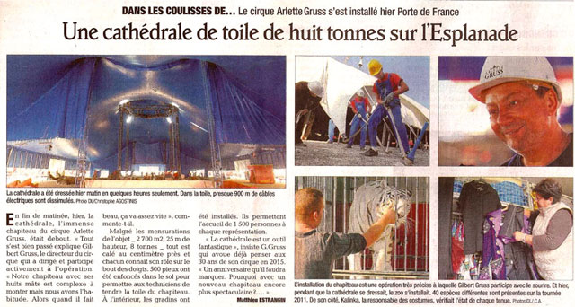 Isère: la Cathédrale de toile du Cirque Arlette Gruss sur l'Esplanade de Grenoble