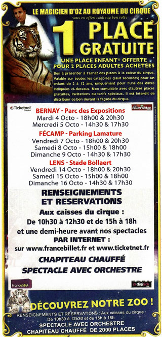 Le flyer publicitaire 2011 du Cirque Maximum