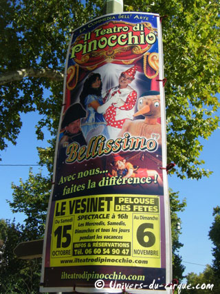 Yvelines: Il Teatro di Pinocchio poursuit son séjour au Vésinet jusqu'au 06 novembre prochain
